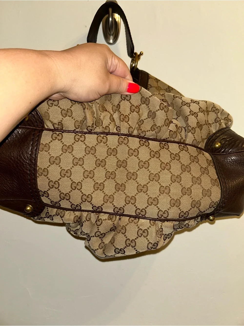 Gucci GG canvas jockey large hobo bag